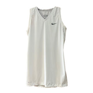 NIKE Pro Combat Tank White Athletic Workout Shirt Size Large Compression Top